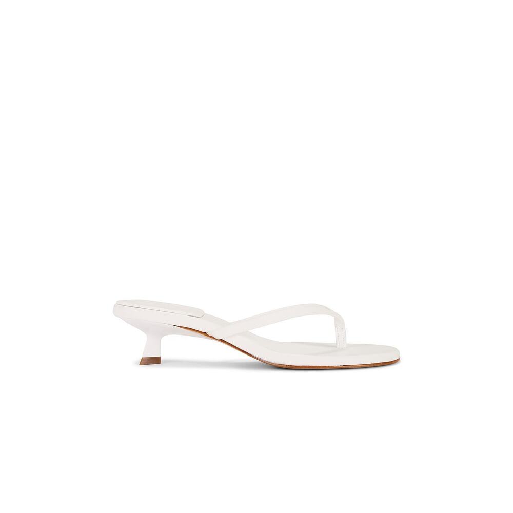 Schutz Carolyn Sandal in White slip-on kitten heel open toe flip flop